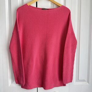 Tommy Bahama Early Y2K Pink Ribbed Knit Sweater Boatneck Long Sleeve EUC size M